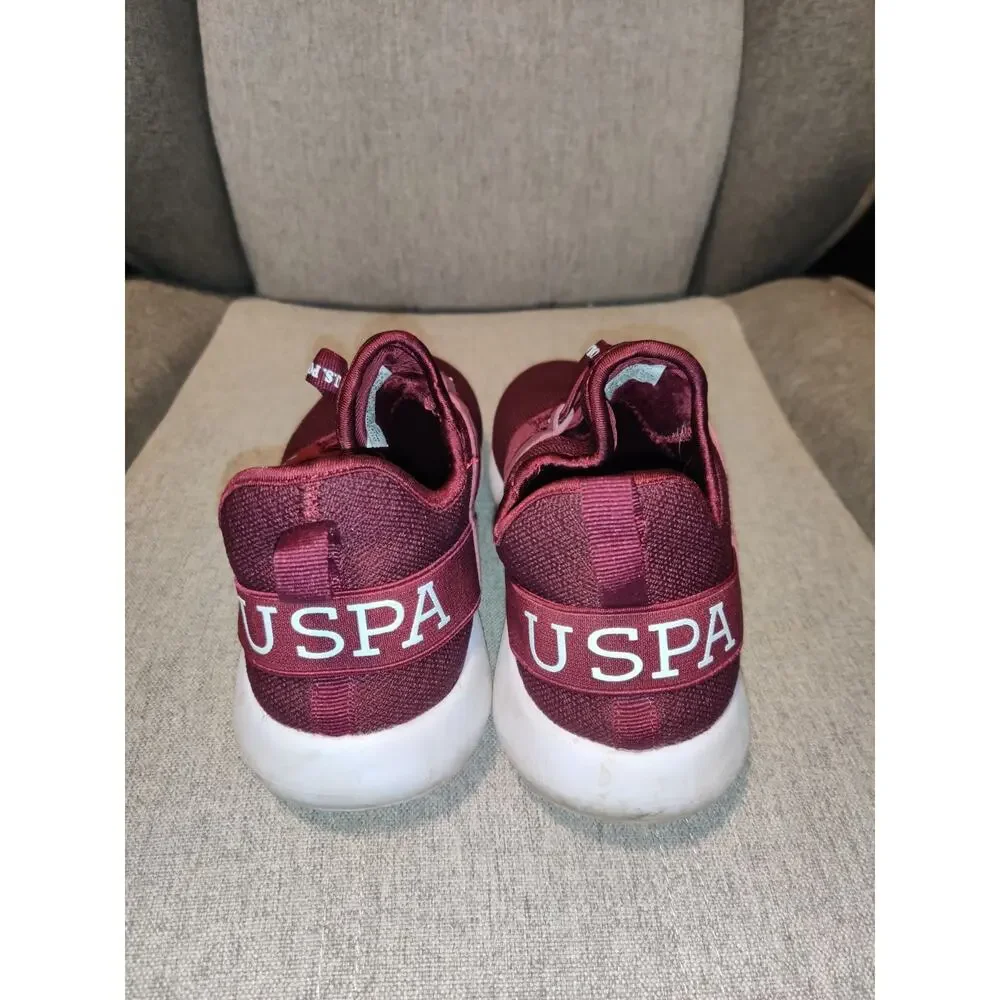 US Polo Assn Women's Slip-On Sneakers Size 10 Red Burgundy / White
